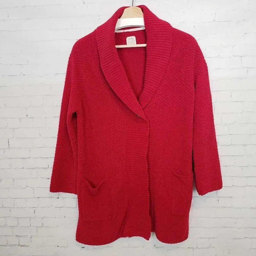 Lucky Brand Chenille Knit Red Sweater Size S / M Cardigan Cozy Open Front Y2K